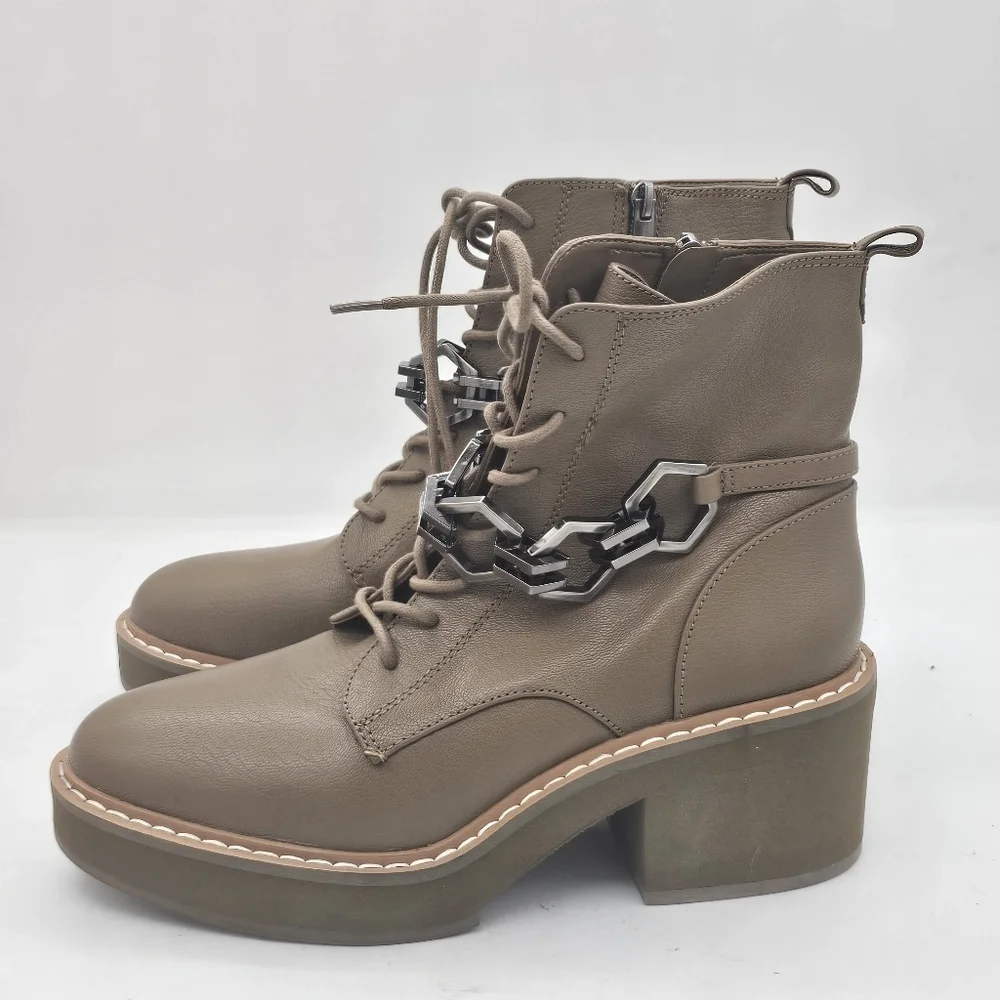 Vince Camuto Keltana Leather Combat Boots Brown Size 9 - Picture 6 of 11